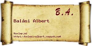 Balási Albert névjegykártya