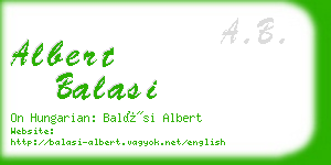 albert balasi business card